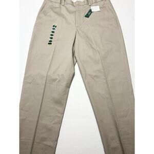L.L. Bean Men 38 X 38 Khaki Wrinkle Free Adjusable Waist Cotton Flat Front Chino